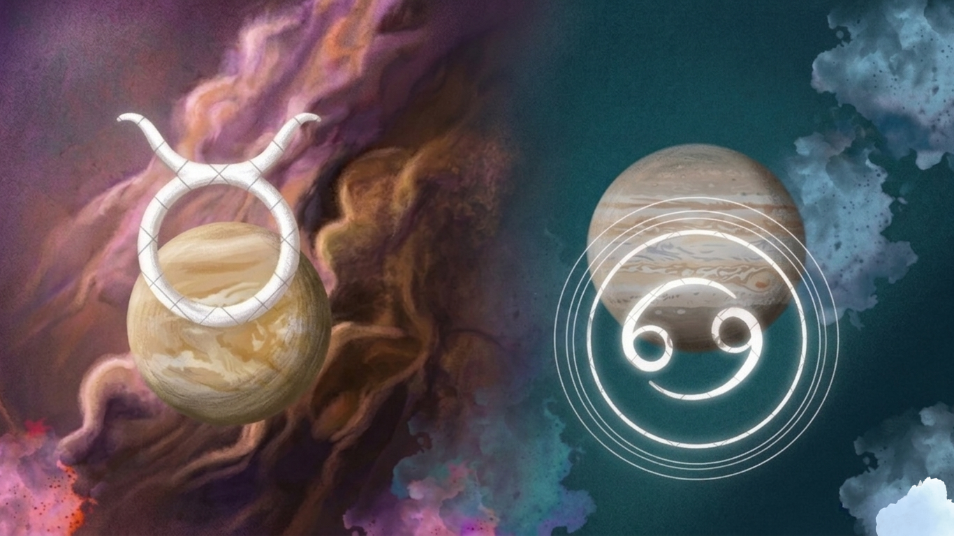 Venus en tauro en sextil a júpiter en Cancer